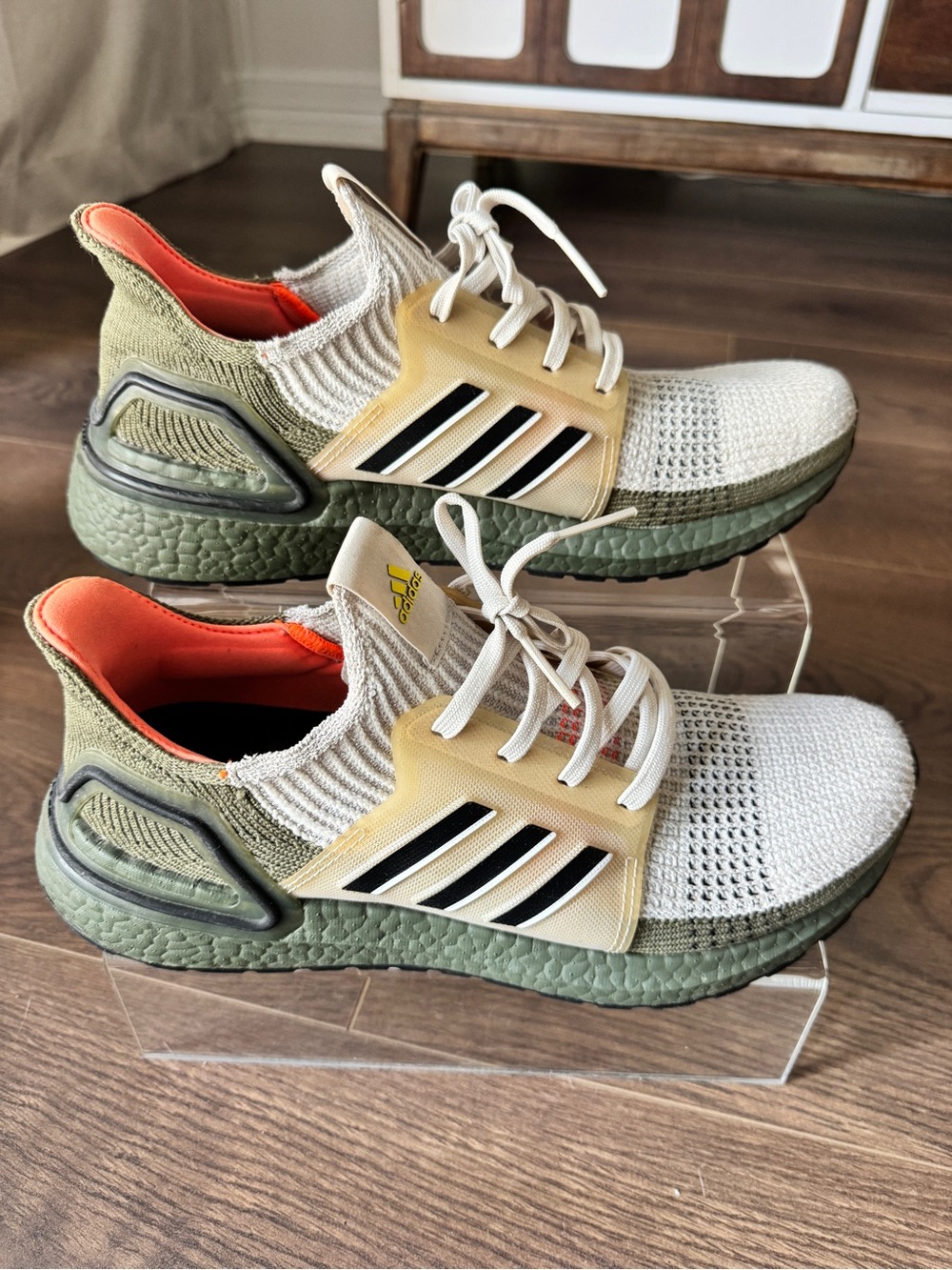 adidas men’s Ultraboost Knit Sneakers - Olive / Cream / black